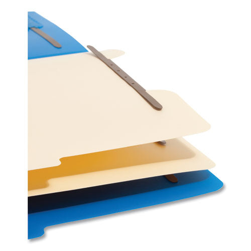 Six-section Poly Classification Folders, 2" Expansion, 2 Dividers, 6 Fasteners,Letter Size, Blue Exterior, 10/box