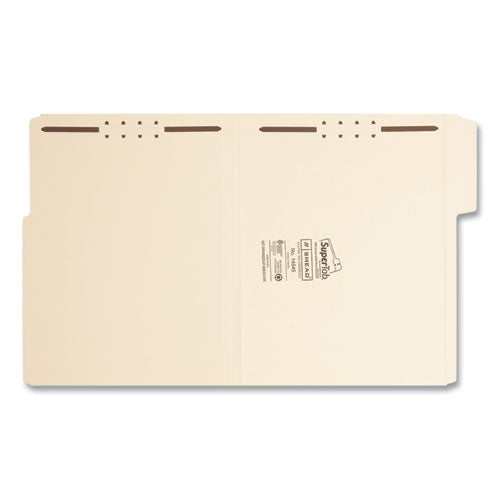 Supertab Reinforced Guide Height Fastener Folders, 14-pt Manila, 0.75" Expansion, 2 Fasteners, Letter Size, Manila, 50/box.