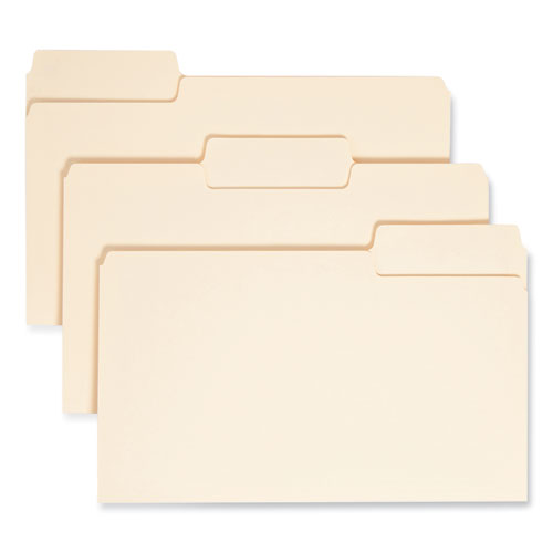 Supertab Top Tab File Folders, 1/3-cut Tabs: Assorted, Legal Size, 0.75" Expansion,11-pt Manila, 100/box