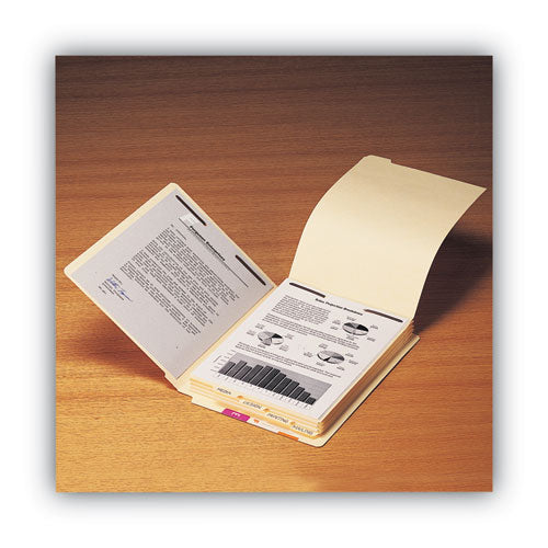 Stackable Folder Dividers With Fasteners, 1/5-cut Bottom Tab, 1 Fastener, Letter Size, Manila, 4 Dividers/set, 50 Sets.