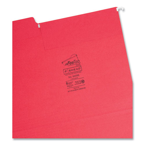 Fastab Hanging Folders, Letter Size, 1/3-cut Tabs, Red, 20/box.