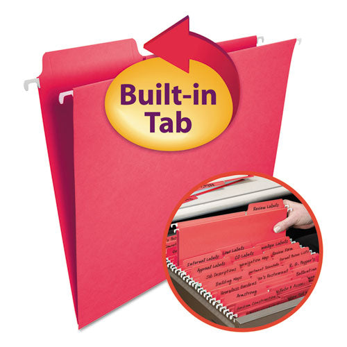 Fastab Hanging Folders, Letter Size, 1/3-cut Tabs, Red, 20/box.