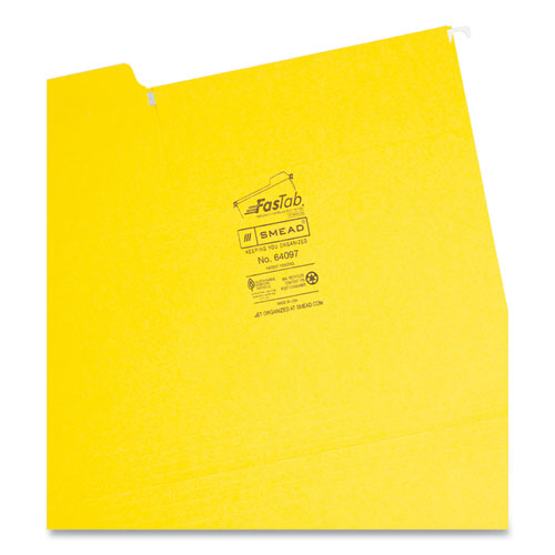 Fastab Hanging Folders, Letter Size, 1/3-cut Tabs, Yellow, 20/box.