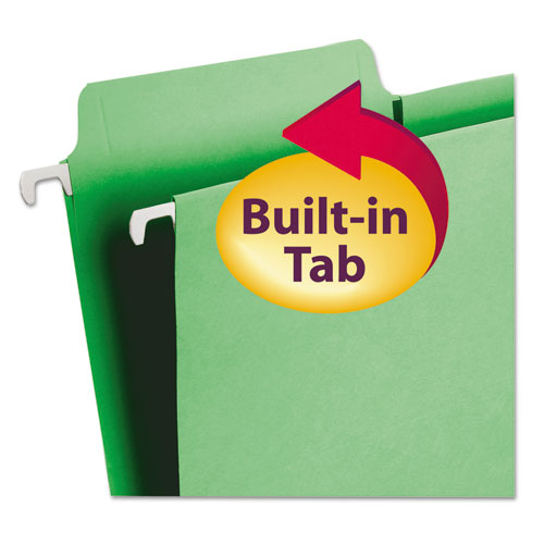 Fastab Hanging Folders, Letter Size, 1/3-cut Tabs, Green, 20/box.