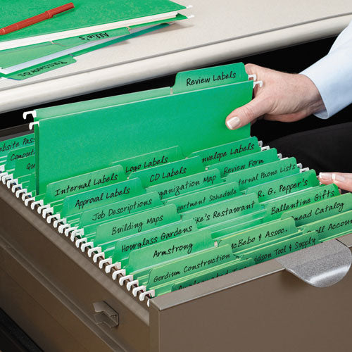 Fastab Hanging Folders, Letter Size, 1/3-cut Tabs, Green, 20/box.