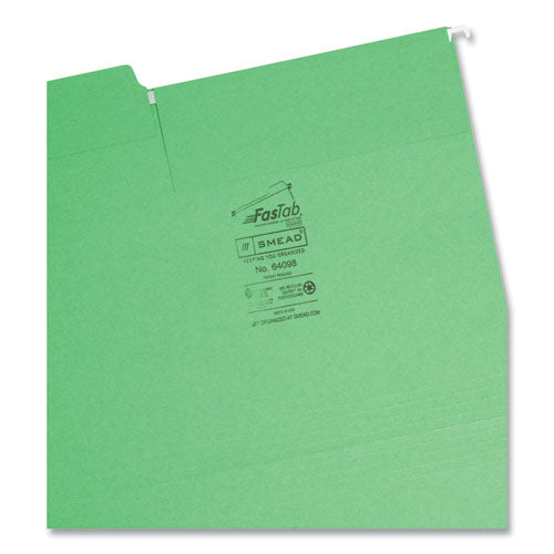 Fastab Hanging Folders, Letter Size, 1/3-cut Tabs, Green, 20/box.