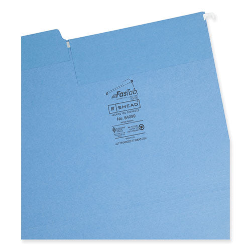 Fastab Hanging Folders, Letter Size, 1/3-cut Tabs, Blue, 20/box.