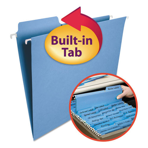 Fastab Hanging Folders, Letter Size, 1/3-cut Tabs, Blue, 20/box.