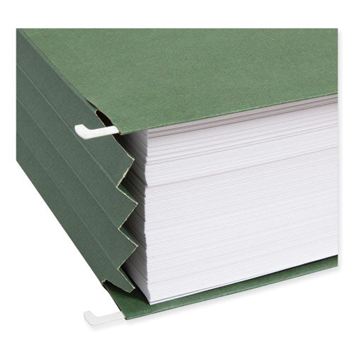 100% Recycled Hanging Pockets With Full-height Gusset,1 Section, 3.5" Capacity, Letter Size, Standard Green, 10/box