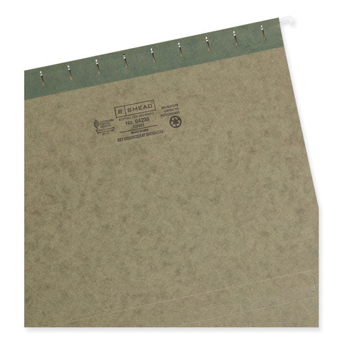 Box Bottom Hanging File Folders, 1" Capacity, Letter Size, Standard Green, 25/box.