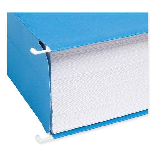 Hanging Pockets With Full-height Gusset, 1 Section, 3" Capacity, Letter Size, 1/5-cut Tabs, Sky Blue, 25/box.