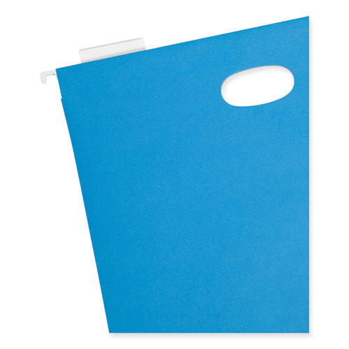 Hanging Pockets With Full-height Gusset, 1 Section, 3" Capacity, Letter Size, 1/5-cut Tabs, Sky Blue, 25/box.