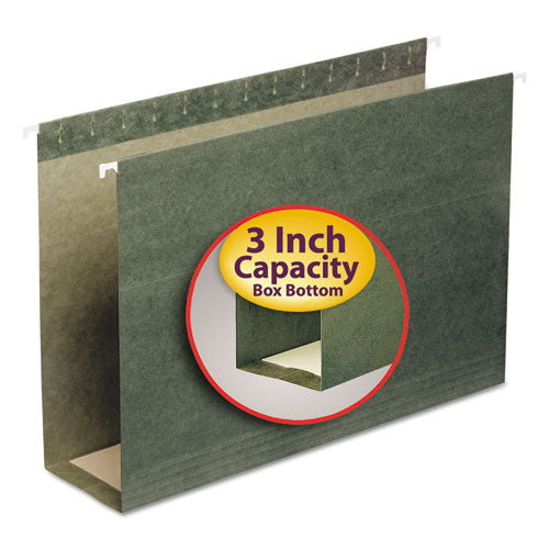 Box Bottom Hanging File Folders, 3" Capacity, Legal Size, Standard Green, 25/box.