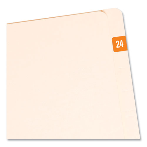 Yearly End Tab File Folder Labels, 24, 0.5 X 1, Orange, 25/sheet, 10 Sheets/pack.