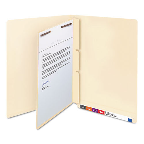 Self-adhesive Folder Dividers With Twin-prong Fasteners For Top/end Tab Folders, 1 Fastener, Letter Size, Manila, 100/box.