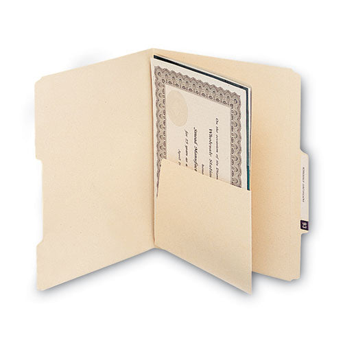 Self-adhesive Folder Dividers With 5.5" Pockets For Top/end Tab Folders, 1 Fastener, Letter Size, Manila, 25/pack.