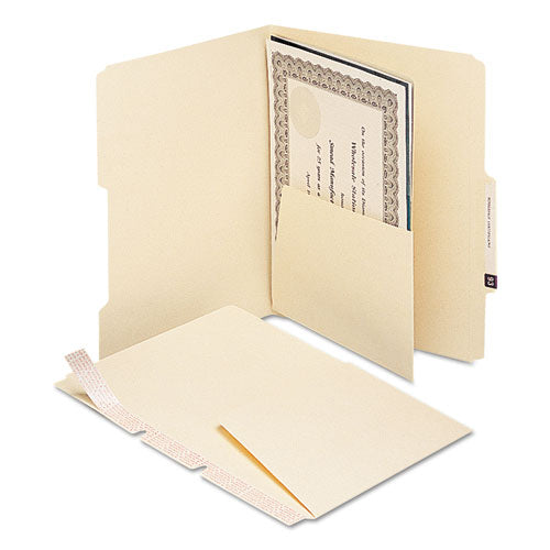 Self-adhesive Folder Dividers With 5.5" Pockets For Top/end Tab Folders, 1 Fastener, Letter Size, Manila, 25/pack.