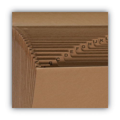 Indexed Expanding Kraft Files, 21 Sections, Elastic Cord Closure, 1/21-cut Tabs, Letter Size, Kraft.