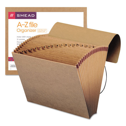 Indexed Expanding Kraft Files, 21 Sections, Elastic Cord Closure, 1/21-cut Tabs, Letter Size, Kraft.