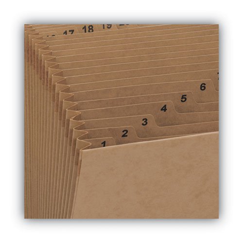 Indexed Expanding Kraft Files, 31 Sections, Elastic Cord Closure, 1/15-cut Tabs, Letter Size, Kraft.