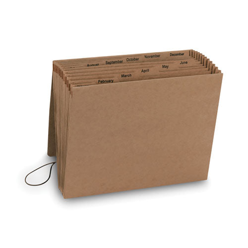 Indexed Expanding Kraft Files, 12 Sections, Elastic Cord Closure,1/12-cut Tabs, Letter Size, Kraft