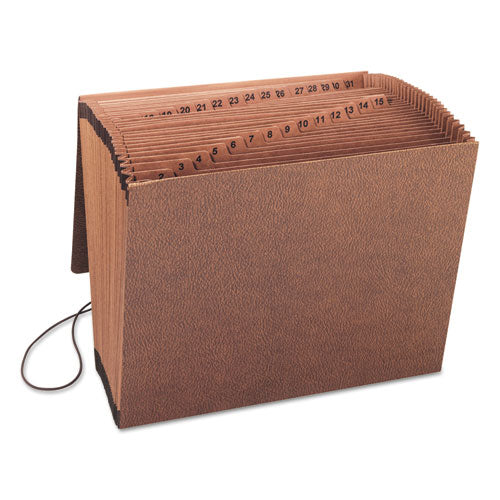 Tuff Expanding Wallet, 31 Sections, Elastic Cord Closure, 1/15-cut Tabs, Letter Size, Redrope.