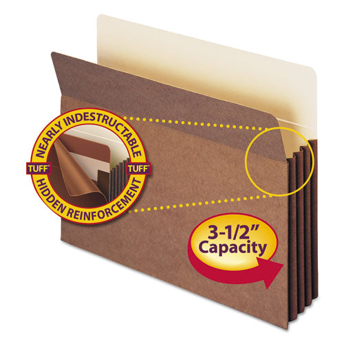 Redrope Tuff Pocket Drop-front File Pockets With Fully Lined Gussets, 3.5" Expansion, Letter Size, Redrope, 10/box.