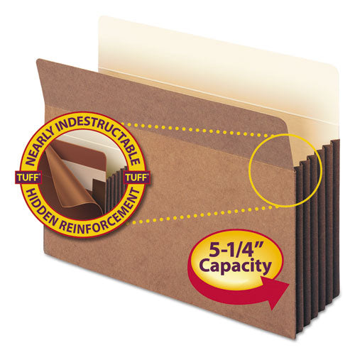 Redrope Tuff Pocket Drop-front File Pockets With Fully Lined Gussets,5.25" Expansion, Letter Size, Redrope, 10/box