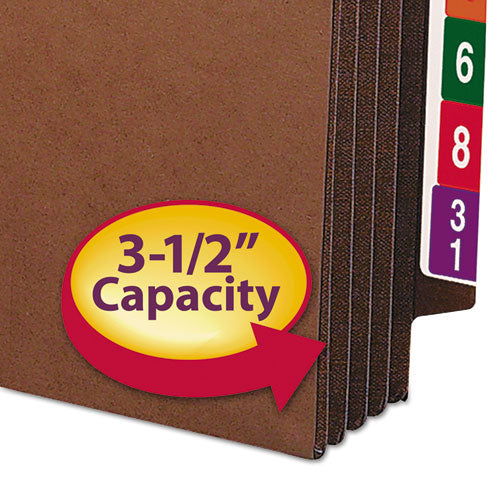 Heavy-duty Redrope End Tab Tuff Pockets, 3.5" Expansion, Letter Size, Redrope, 10/box.