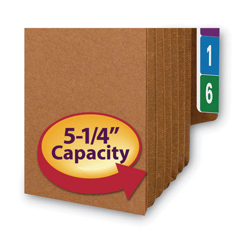 Heavy-duty Redrope End Tab Tuff Pockets, 5.25" Expansion, Letter Size, Redrope, 10/box.