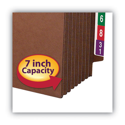 Heavy-duty Redrope End Tab Tuff Pockets, 7" Expansion, Letter Size, Redrope, 5/box.