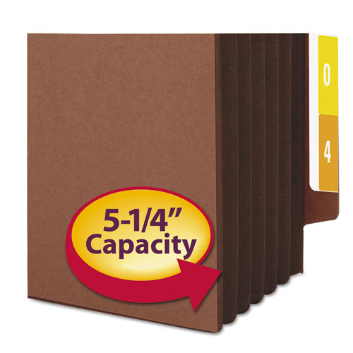 Redrope Drop-front End Tab File Pockets, Fully Lined 6.5" High Gussets,5.25" Expansion, Legal Size, Redrope/brown, 10/box