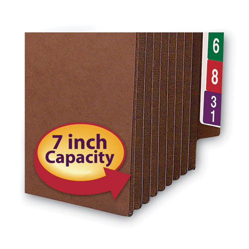 Heavy-duty Redrope End Tab Tuff Pockets, 7" Expansion, Legal Size, Redrope, 5/box.