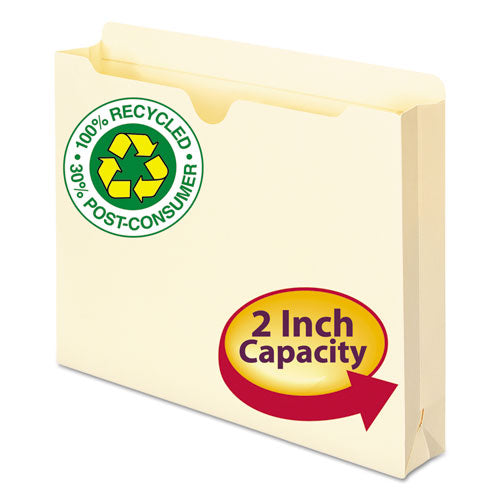 100% Recycled Top Tab File Jackets, Straight Tab, Letter Size, Manila, 50/box.