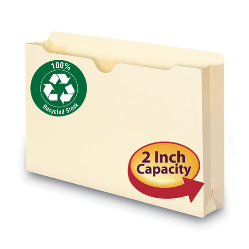 100% Recycled Top Tab File Jackets, Straight Tab, Legal Size, Manila, 50/box.