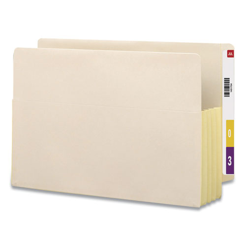 Manila End Tab File Pockets With Tear Resistant Gussets, 3.5" Expansion, Legal Size, Manila, 10/box.