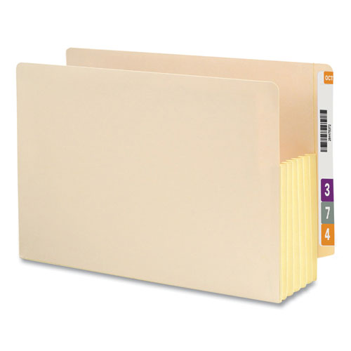 Manila End Tab File Pockets With Tear Resistant Gussets, 5.25" Expansion, Legal Size, Manila, 10/box.