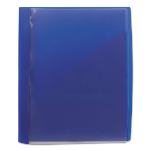 Clear Front Poly Report Cover, Double-prong Fastener, 0.5" Capacity, 8.5 X 11,Clear/blue, 5/pack