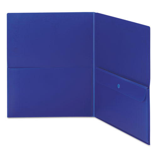 Poly Two-pocket Folder With Security Pocket, 11 X 8 1/2, Blue, 5/pack.