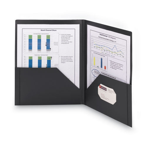 Frame View Poly Two-pocket Folder, 100-sheet Capacity, 11 X 8.5, Clear/black, 5/pack.