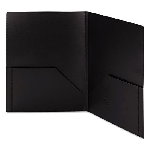 Frame View Poly Two-pocket Folder, 100-sheet Capacity, 11 X 8.5, Clear/black, 5/pack.