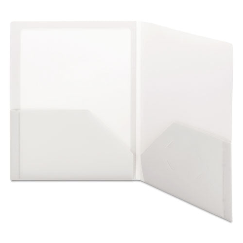 Frame View Poly Two-pocket Folder, 100-sheet Capacity, 11 X 8.5, Clear/oyster, 5/pack.