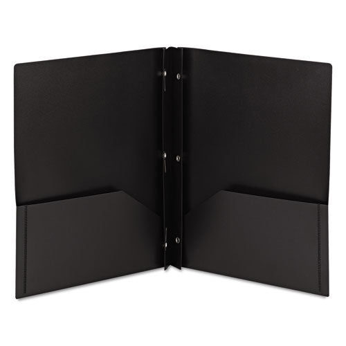 Poly Two-pocket Folder With Fasteners, 180-sheet Capacity, 11 X 8.5, Black, 25/box.