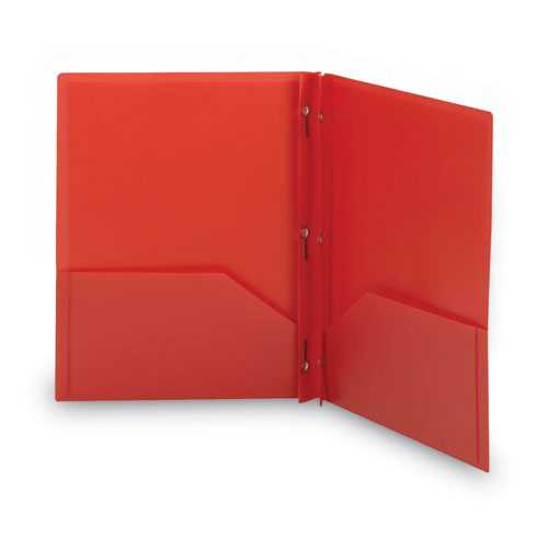 Poly Two-pocket Folder With Fasteners, 180-sheet Capacity, 11 X 8.5, Red, 25/box.