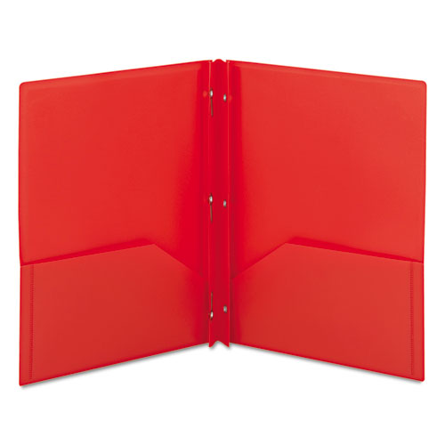 Poly Two-pocket Folder With Fasteners, 180-sheet Capacity, 11 X 8.5, Red, 25/box.