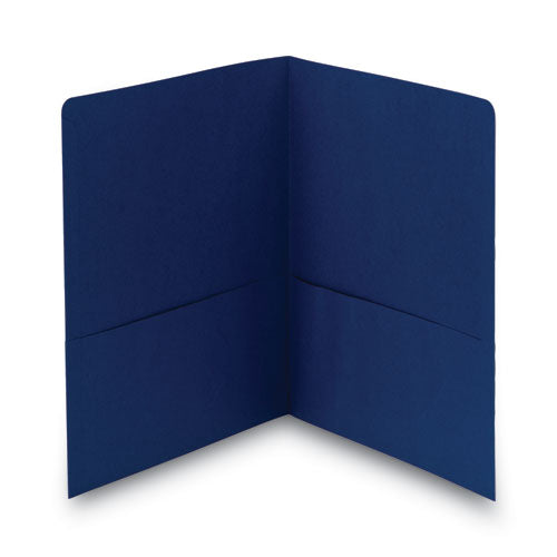 Two-pocket Folder, Textured Paper, 100-sheet Capacity, 11 X 8.5, Dark Blue, 25/box.