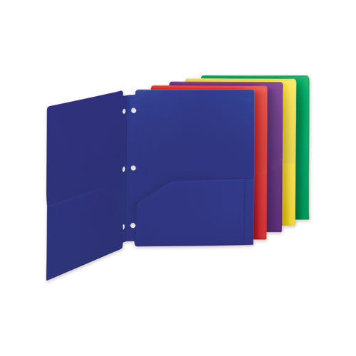 Poly Snap-in Two-pocket Folder, 50-sheet Capacity, 11 X 8.5, Assorted, 10/pack.