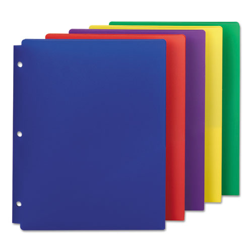 Poly Snap-in Two-pocket Folder, 50-sheet Capacity, 11 X 8.5, Assorted, 10/pack.