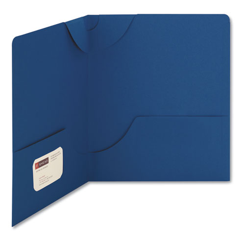 Lockit Two-pocket Folder, Textured Paper, 100-sheet Capacity, 11 X 8.5, Dark Blue, 25/box.