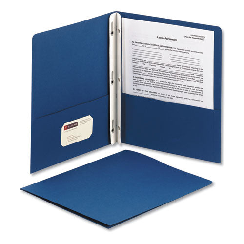 2-pocket Folder With Tang Fastener, 0.5" Capacity, 11 X 8.5, Dark Blue, 25/box.